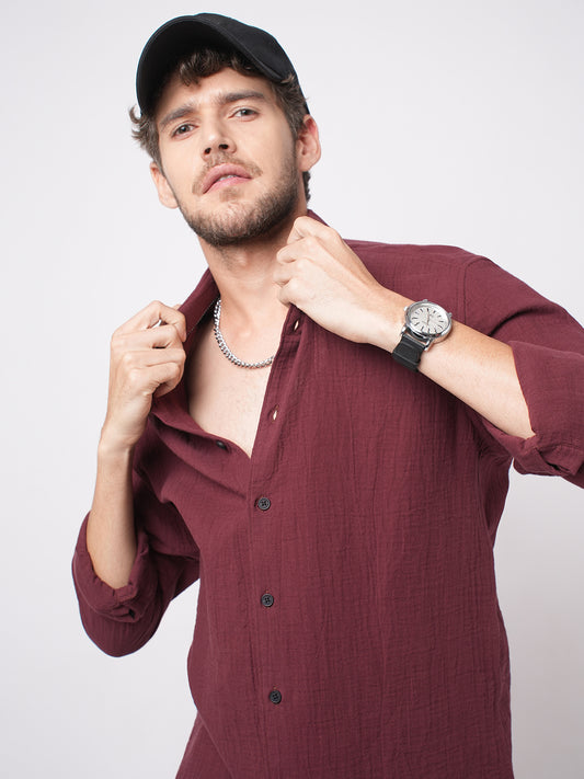 Bole Brown Double Cloth Shirt