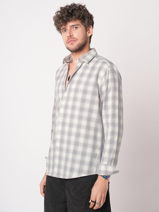 Silver Mist Premium Dobby Checks Shirt