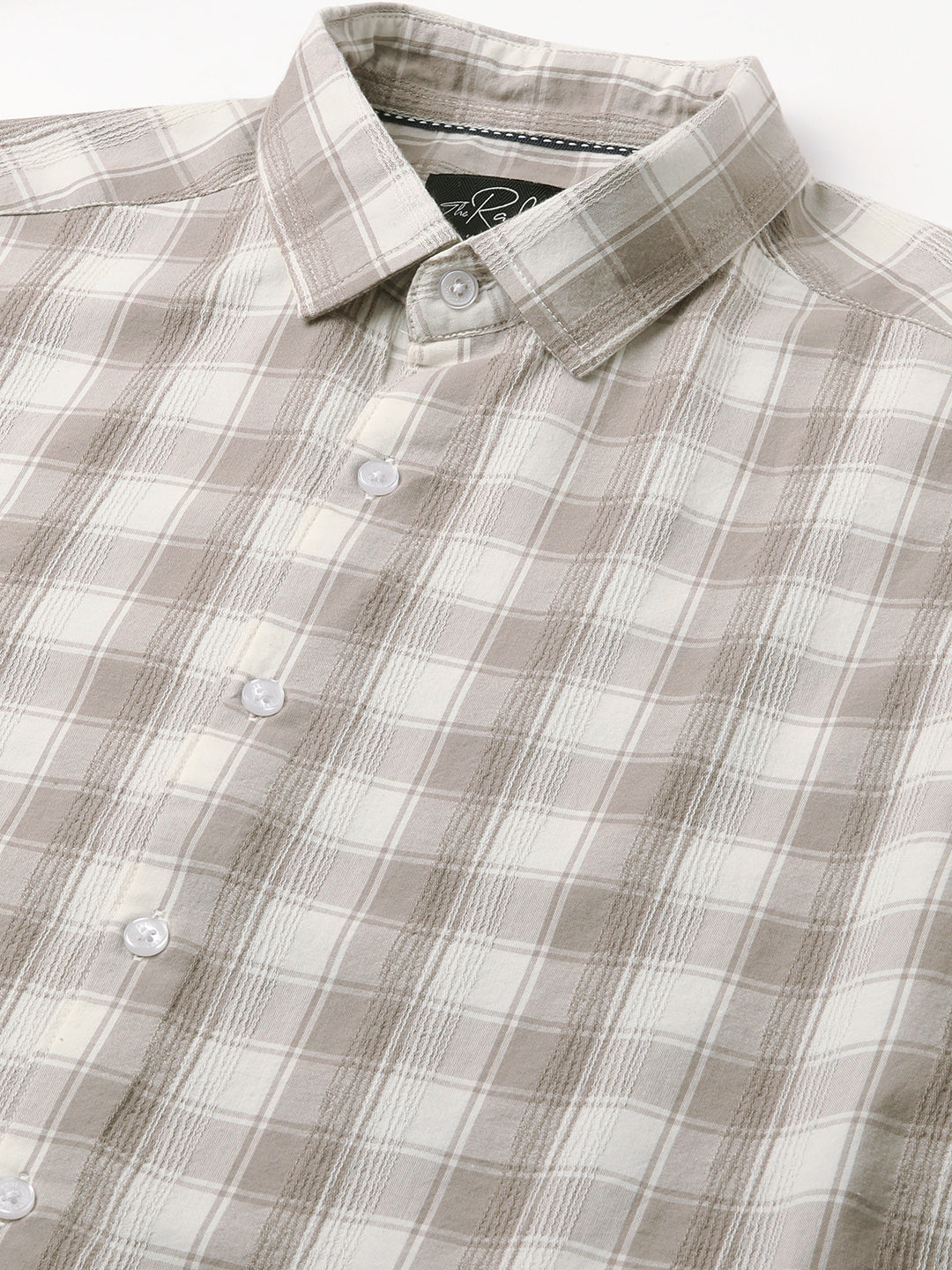 Neutral Sand Jacquard Checkered Shirt