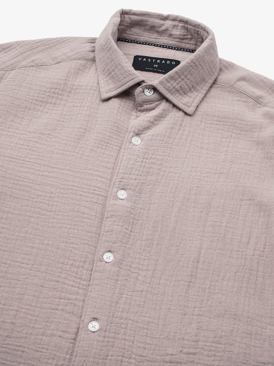 Misty Mauve Double Cloth Crinkled Shirt