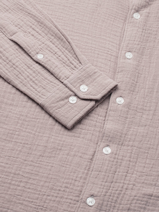 Misty Mauve Double Cloth Crinkled Shirt
