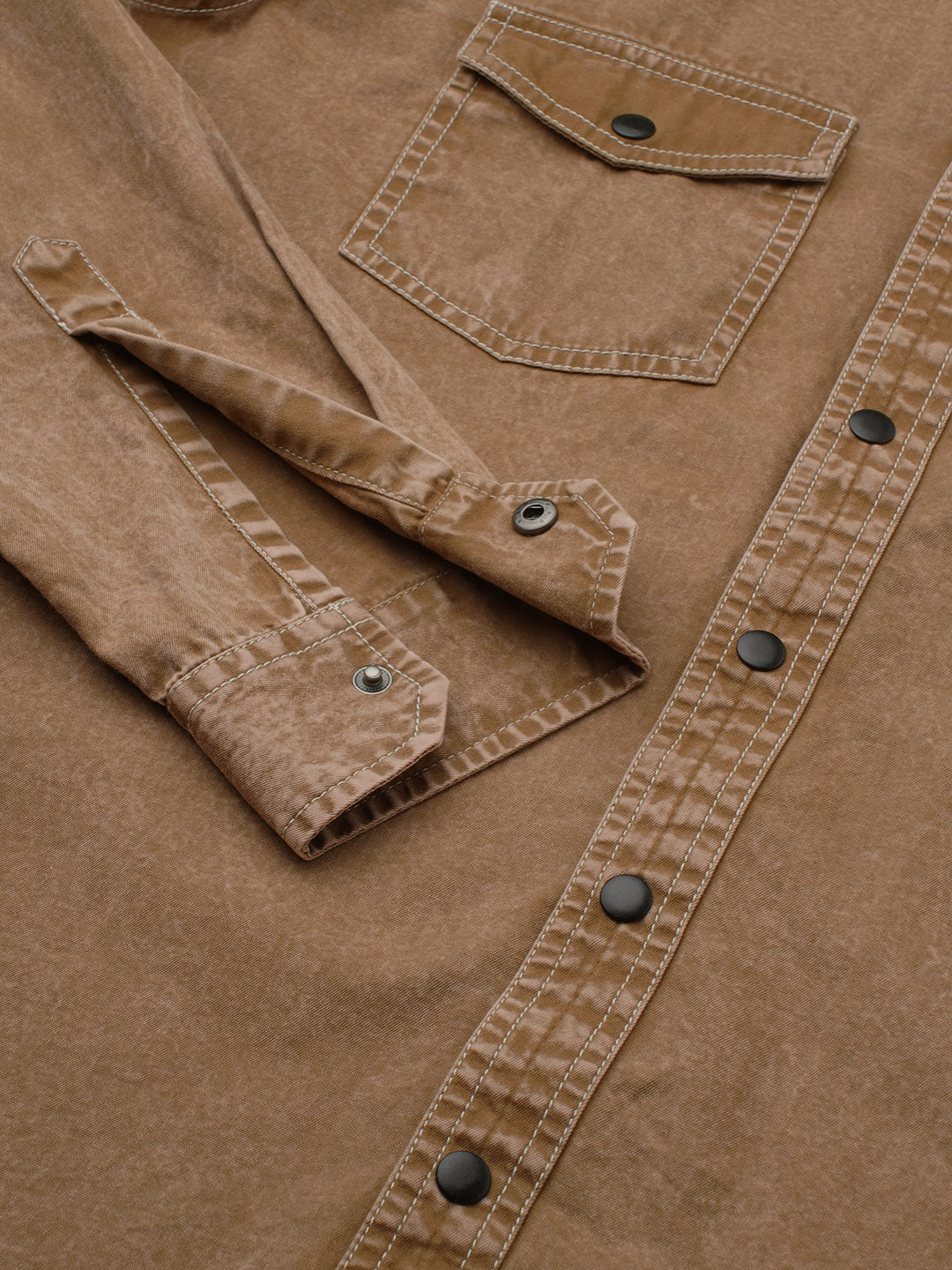 Rustic Bronze Acid Wash Double Pocket Shirt