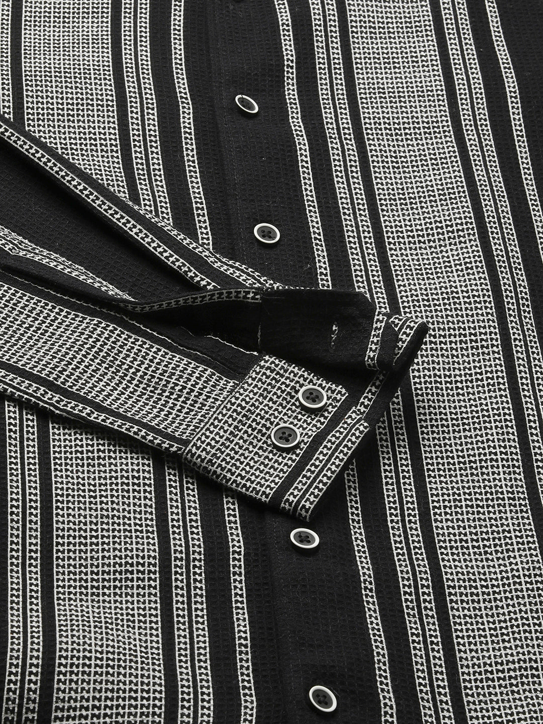 Monochrome Handloom Finish Panel Luxe Shirt