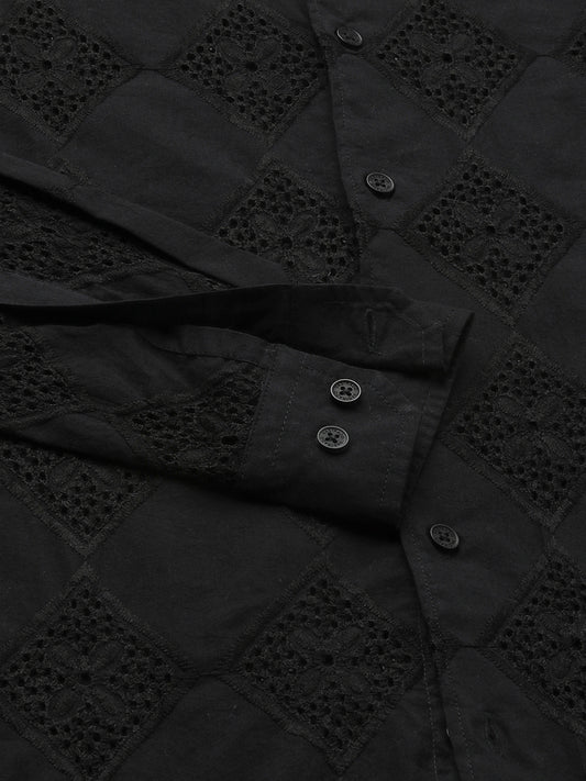 Pitch Black Diamond Schiffli Shirt
