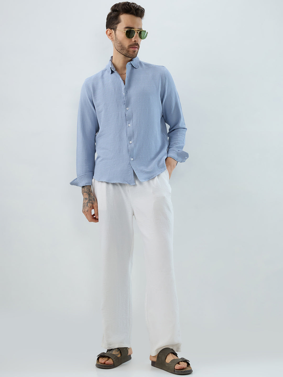 Powder Blue Wavy Weave Shirt