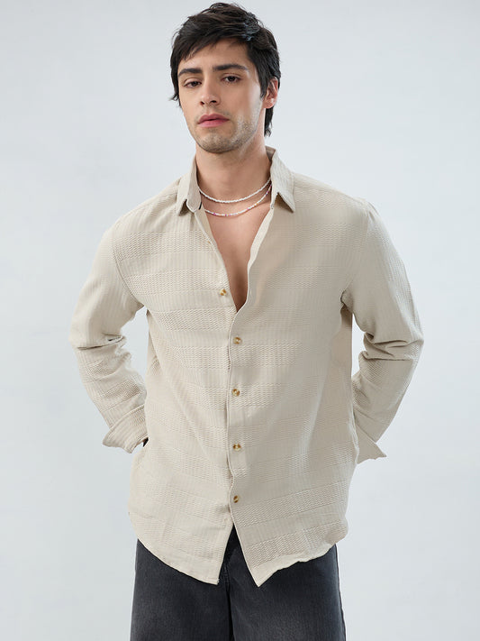 Light Beige Wavy Weave Shirt