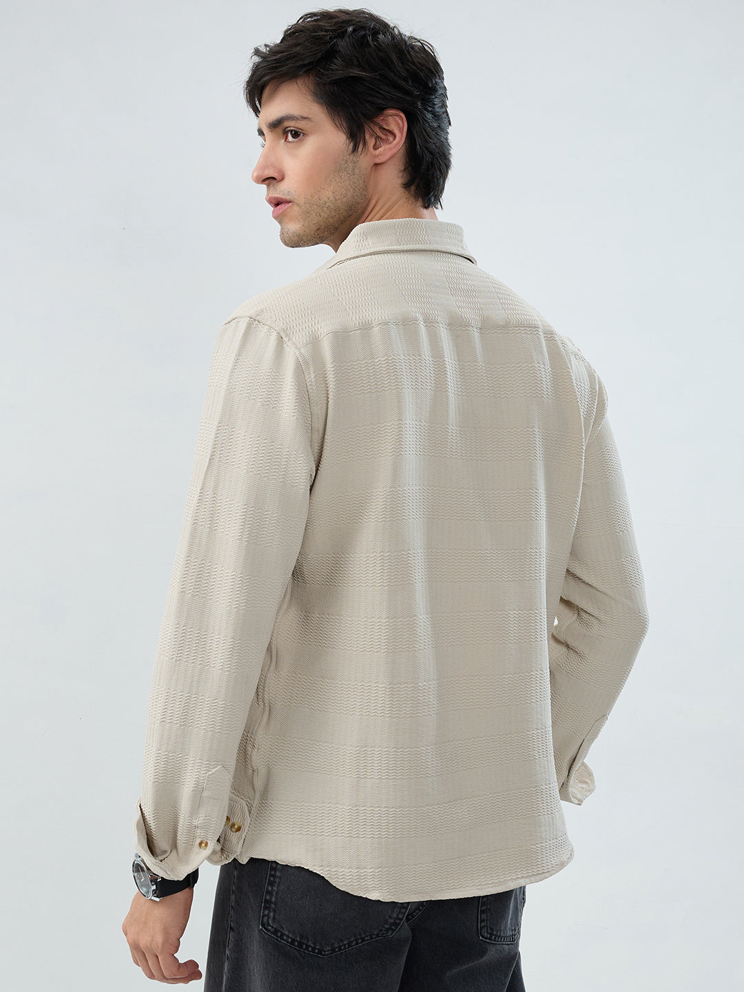 Light Beige Wavy Weave Shirt