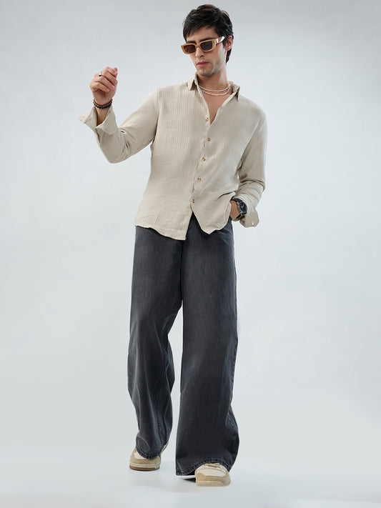 Light Beige Wavy Weave Shirt