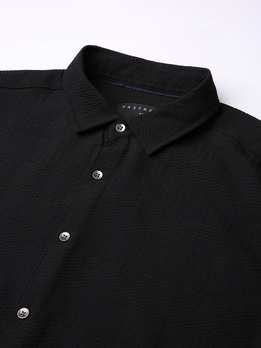 Storm Black Ripple Detail Textured Shirt