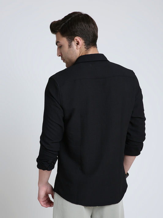 Storm Black Ripple Detail Textured Shirt