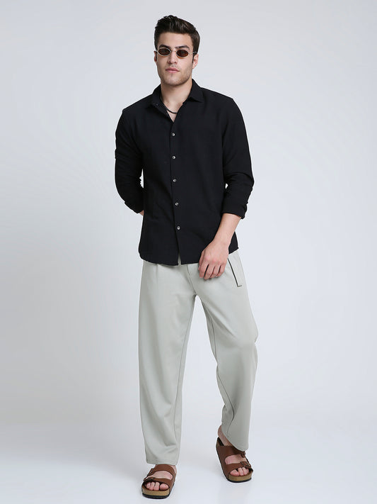 Storm Black Ripple Detail Textured Shirt