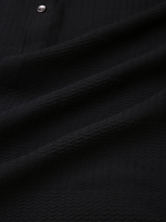 Storm Black Ripple Detail Textured Shirt