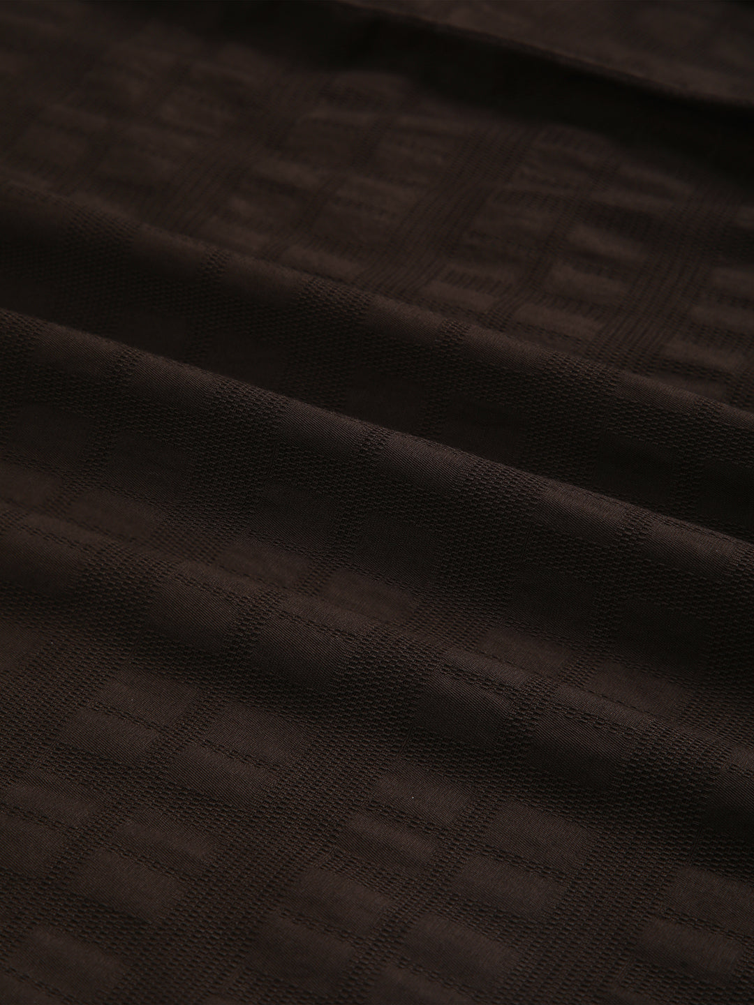Espresso Brown Subtle Checks Textured Shirt