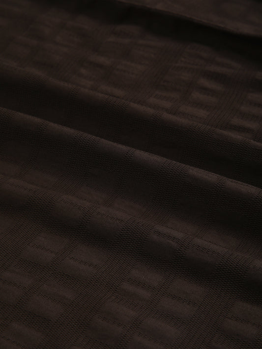 Espresso Brown Subtle Checks Textured Shirt