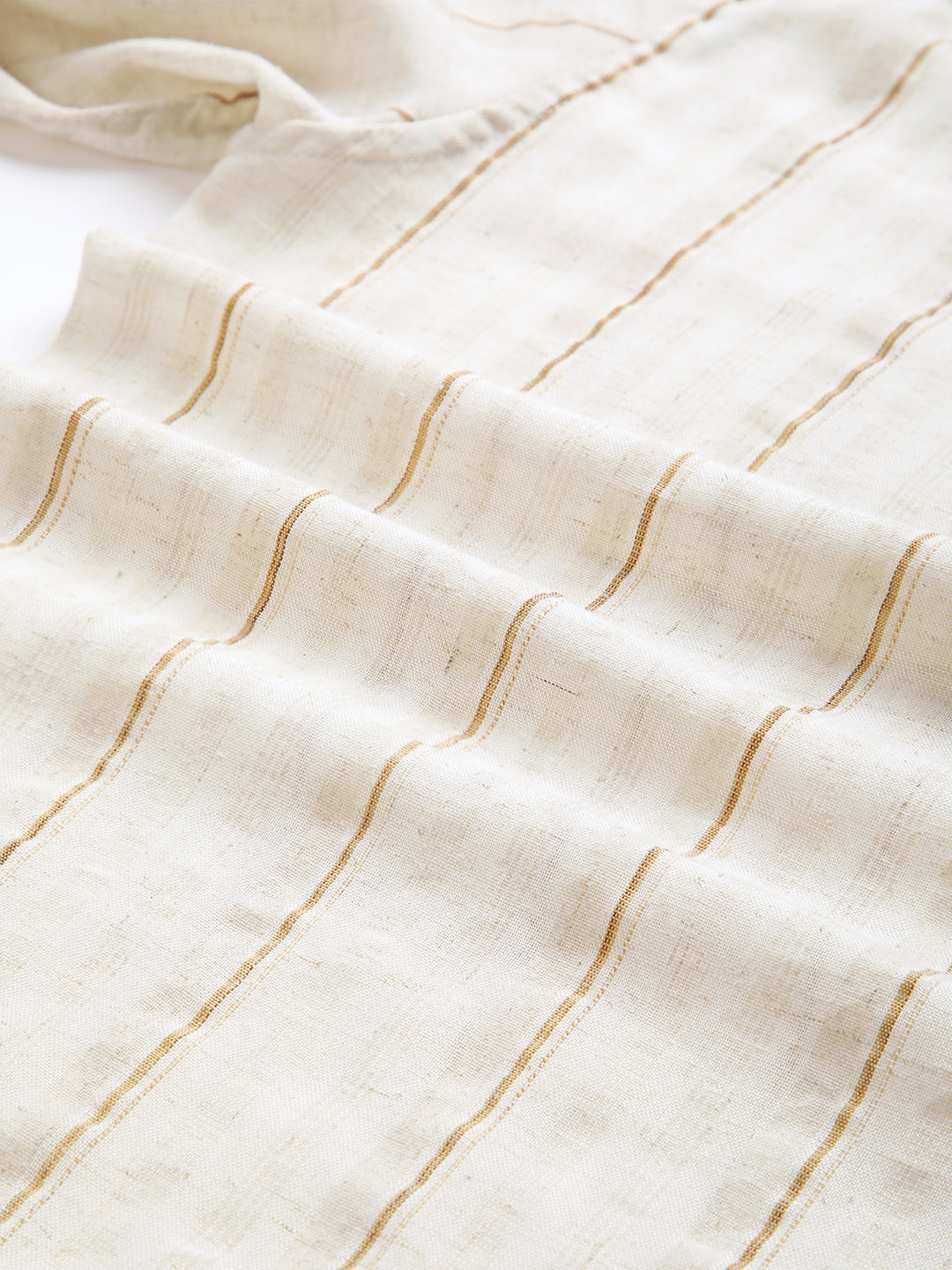 Natural Beige Contrast Linen Blend Stripe Shirt