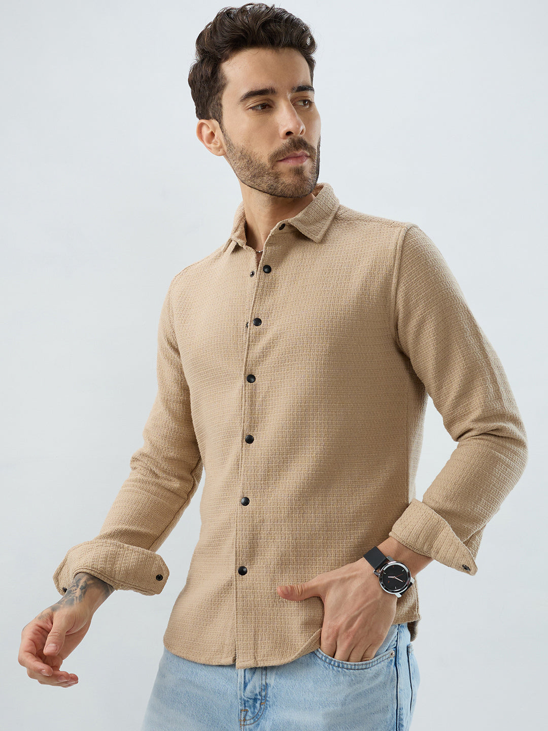 Grainfield Sand Beige Heavy Weave Shirt