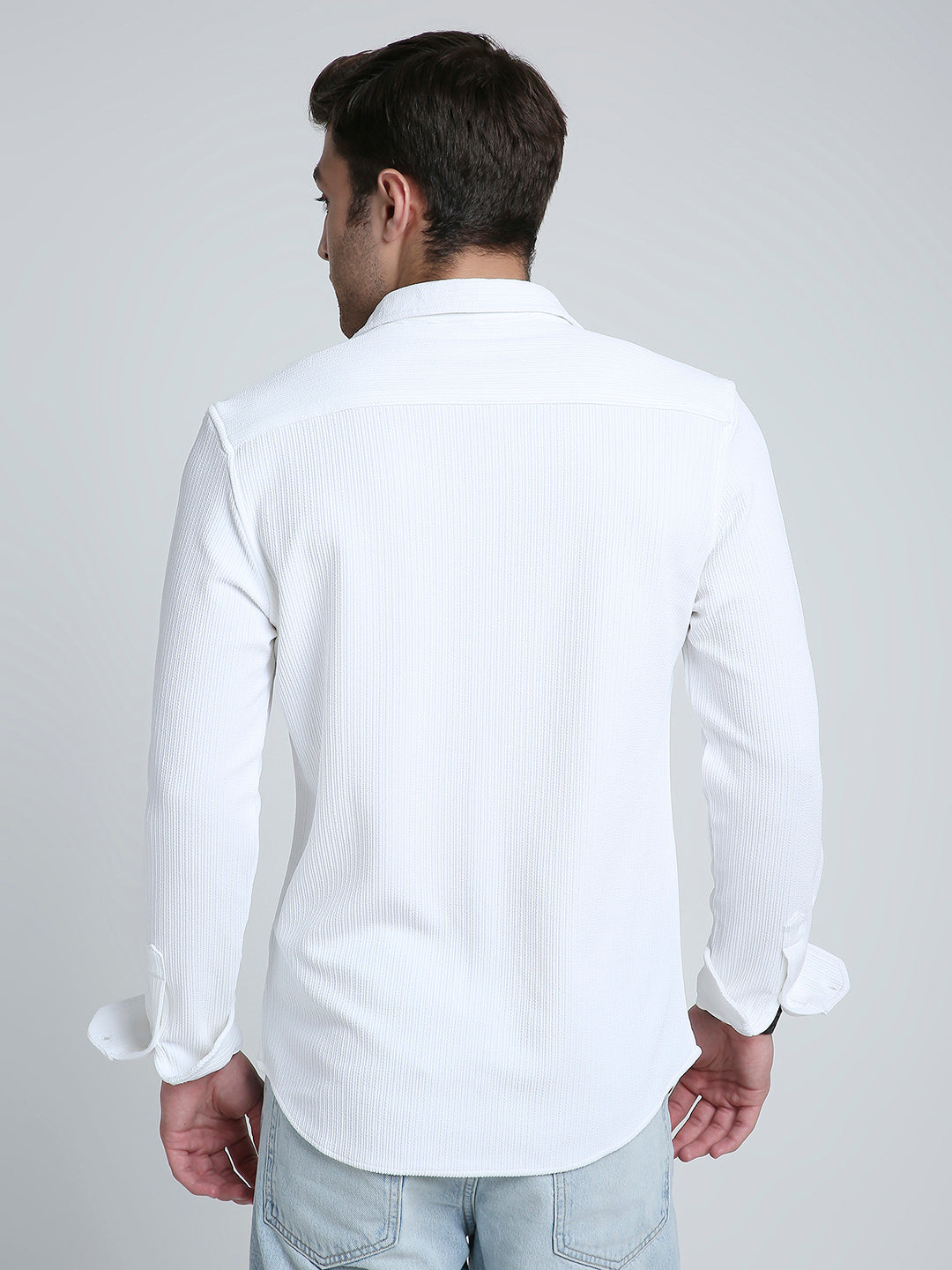 Snow White Textured Weave Shirt