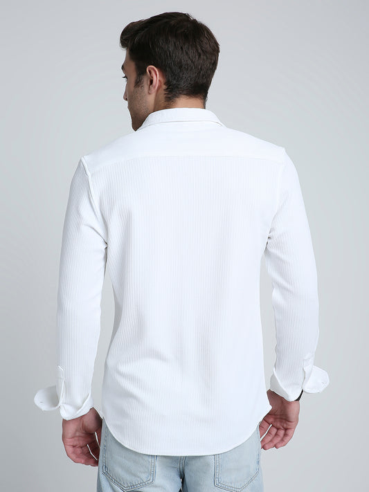 Snow White Textured Weave Shirt