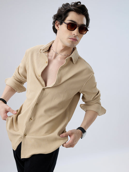 Refined Latte Beige Knit Shirt