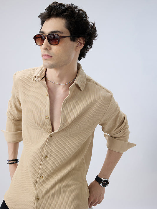 Refined Latte Beige Knit Shirt