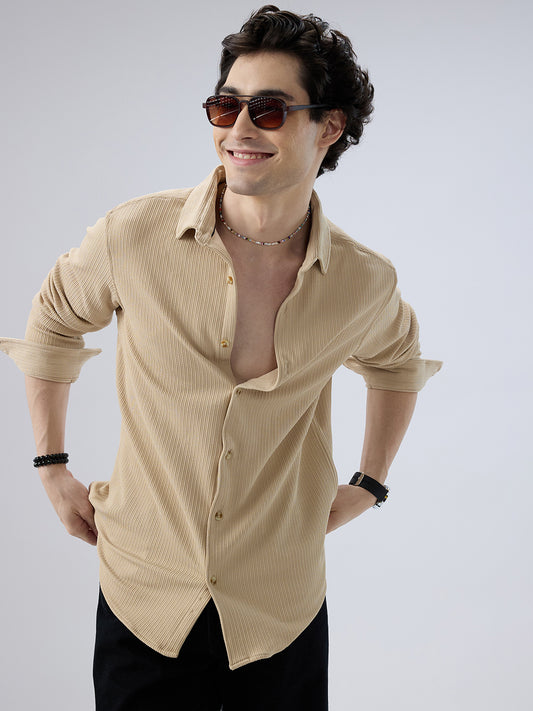 Refined Latte Beige Knit Shirt