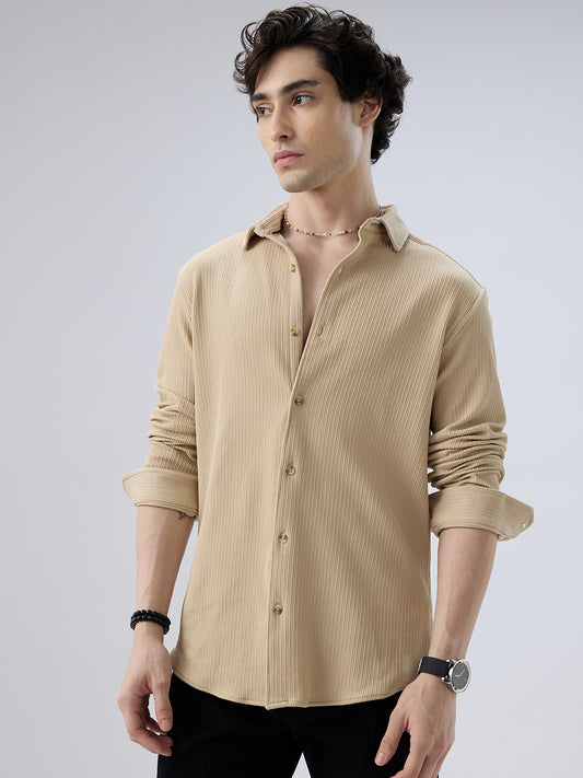 Refined Latte Beige Knit Shirt