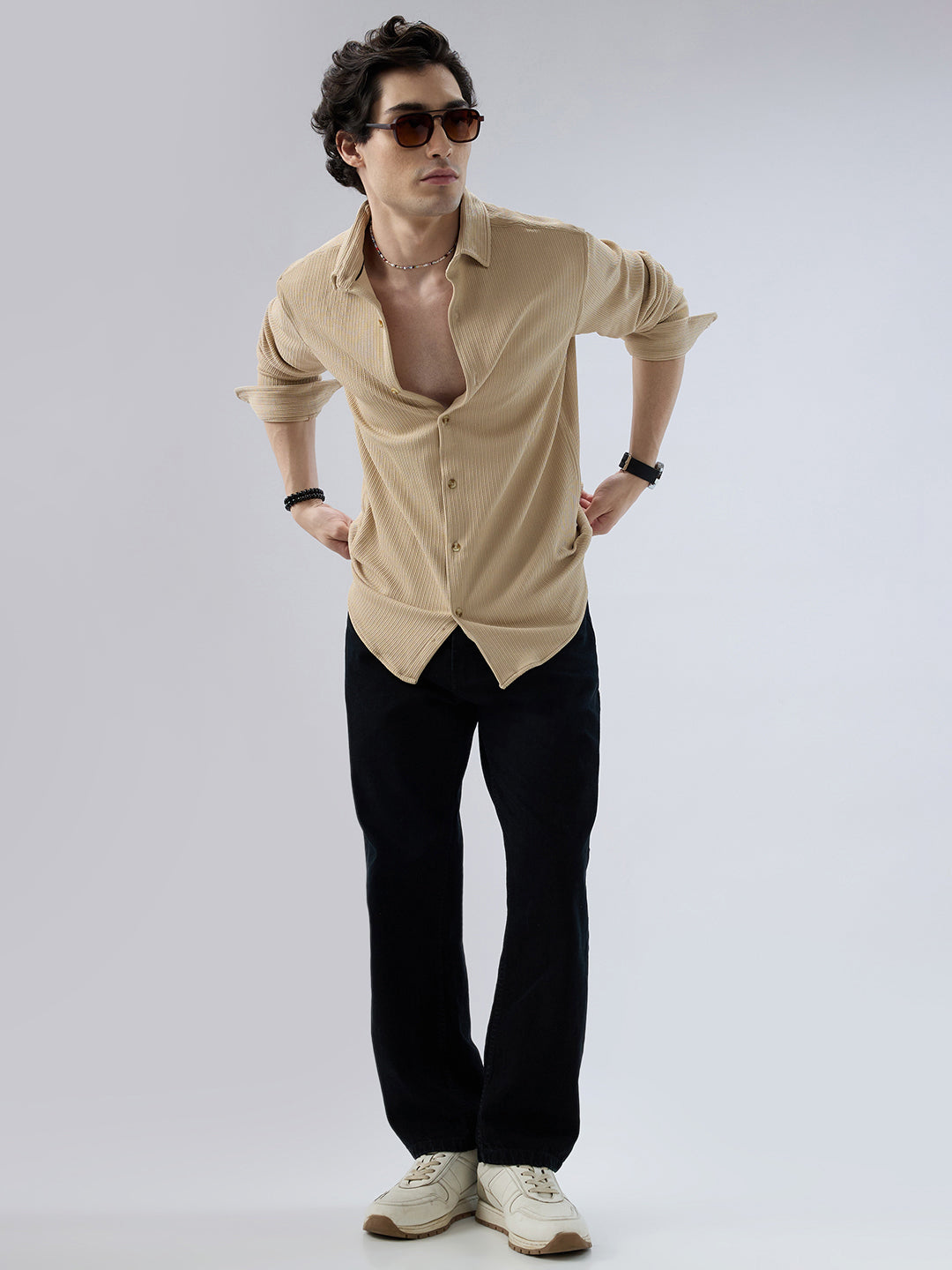 Refined Latte Beige Knit Shirt