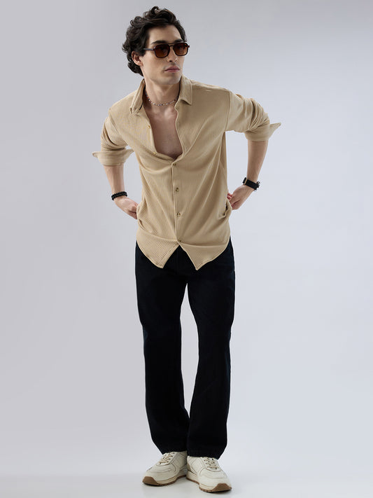 Refined Latte Beige Knit Shirt
