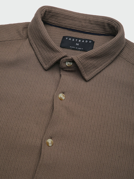 Classic Mocha Brown Textured Shirt