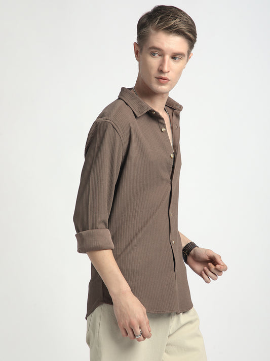 Classic Mocha Brown Textured Shirt