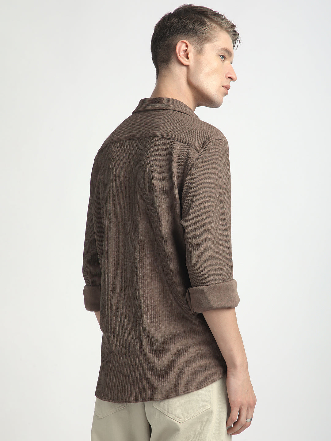 Classic Mocha Brown Textured Shirt