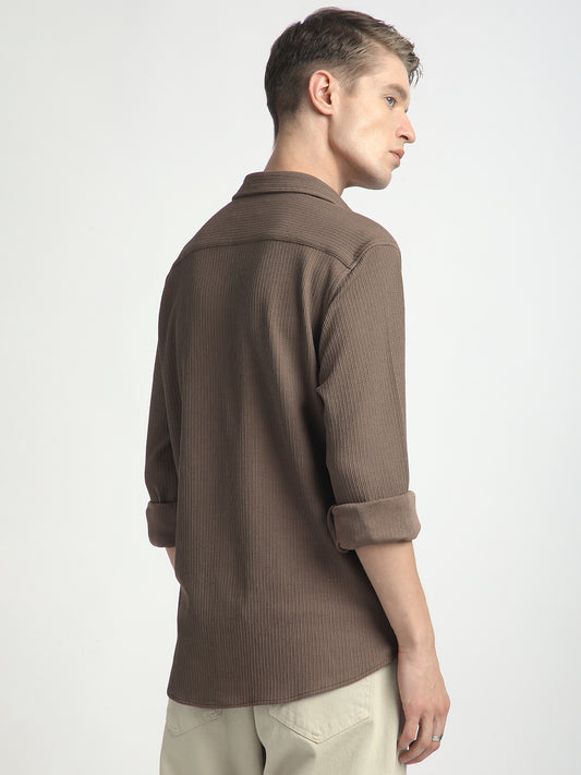 Classic Mocha Brown Textured Shirt