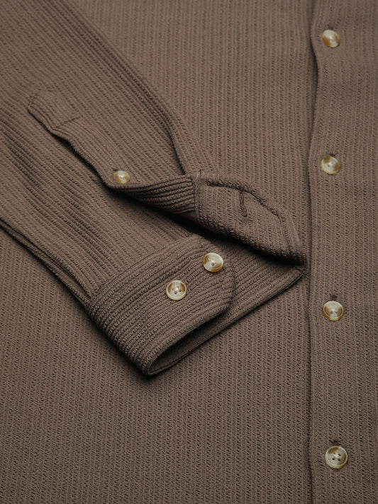 Classic Mocha Brown Textured Shirt