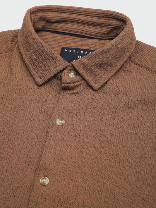 Burnt Sienna Brown Textured Shirt