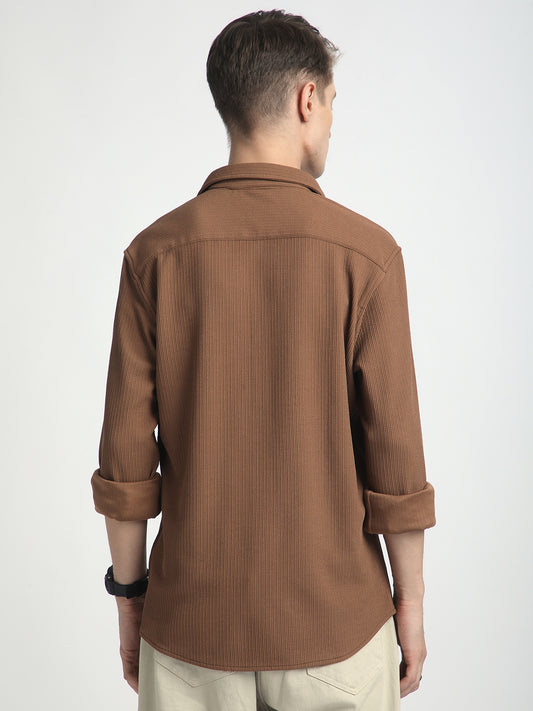 Burnt Sienna Brown Textured Shirt