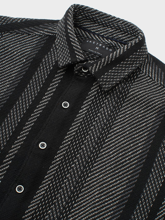 Black Gleam Tweed Stripes Shirt