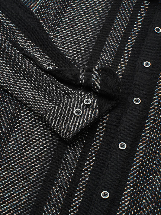 Black Gleam Tweed Stripes Shirt