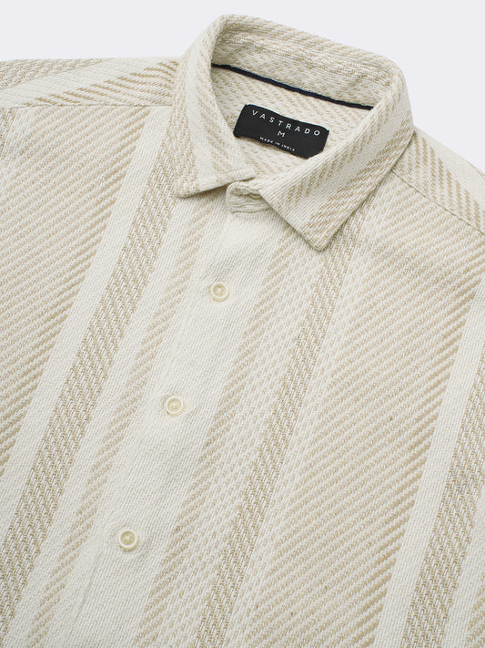 Beige Blaze Tweed Stripes Shirt