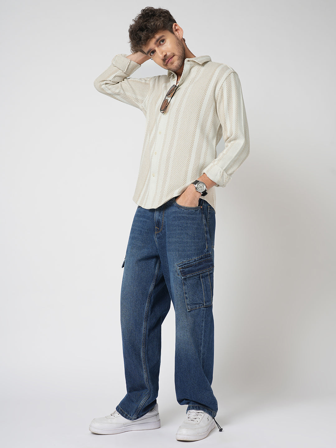 Beige Blaze Tweed Stripes Shirt