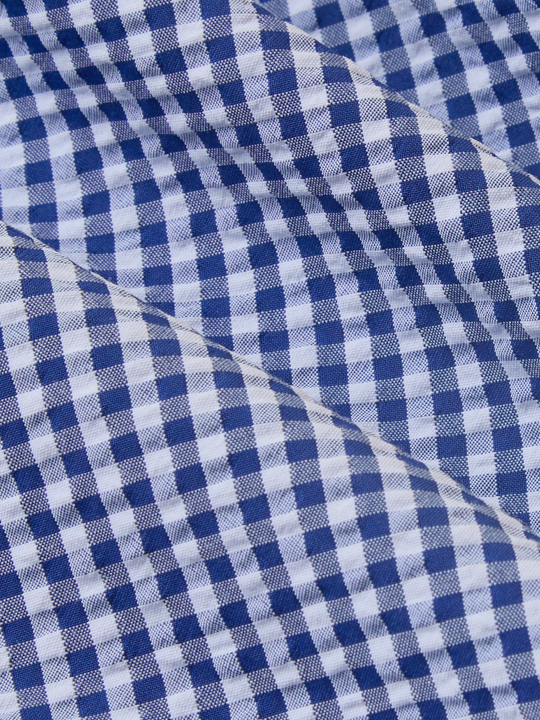 Timeless Navy Gingham Checked Seersucker Shirt