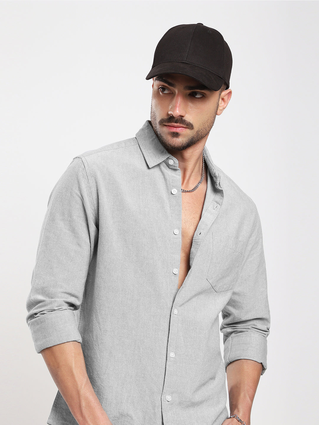 Ash Grey Refined Weave Oxford Shirt