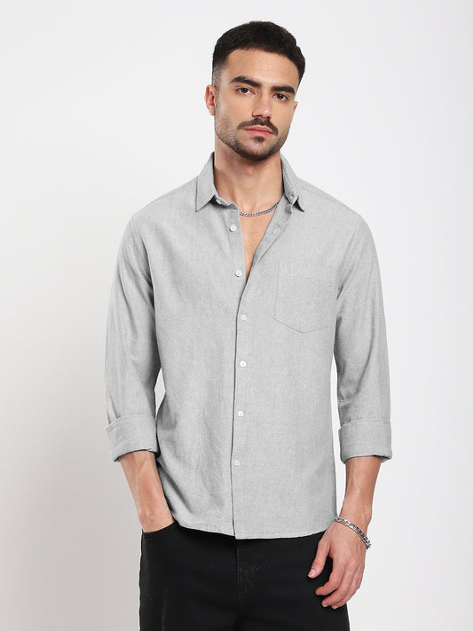 Ash Grey Refined Weave Oxford Shirt