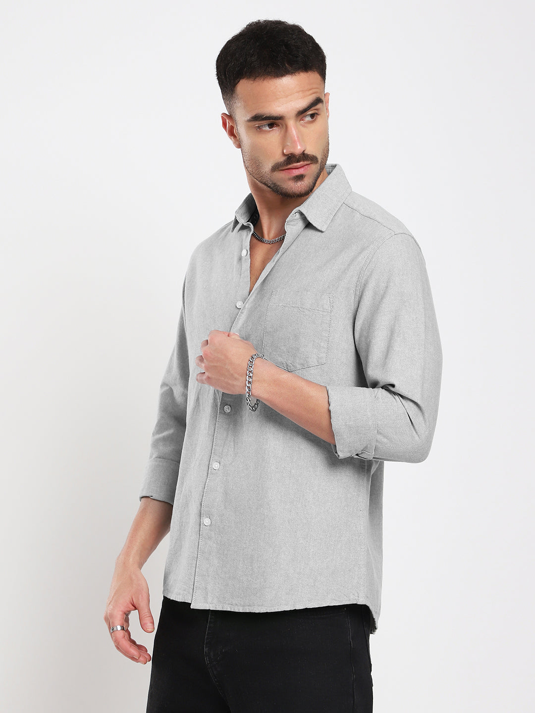 Ash Grey Refined Weave Oxford Shirt