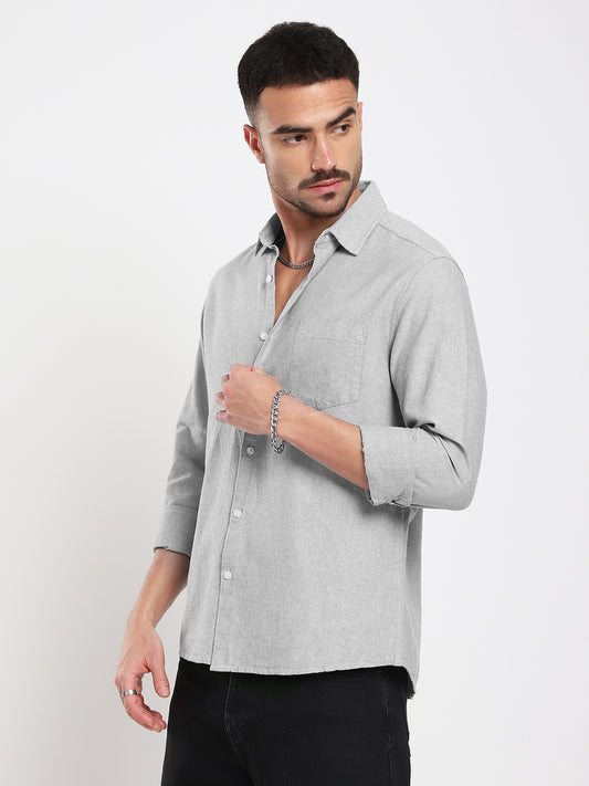 Ash Grey Refined Weave Oxford Shirt