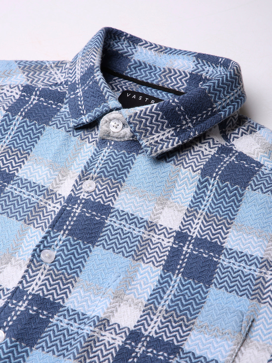 Icy Grid Winter Weave Zig-Zag Plaid Shirt