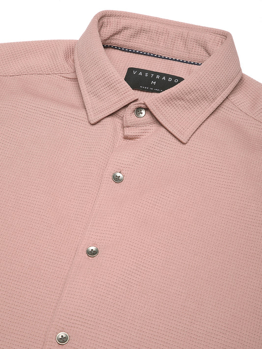 Micro Grid Nude Pink Waffle Shirt