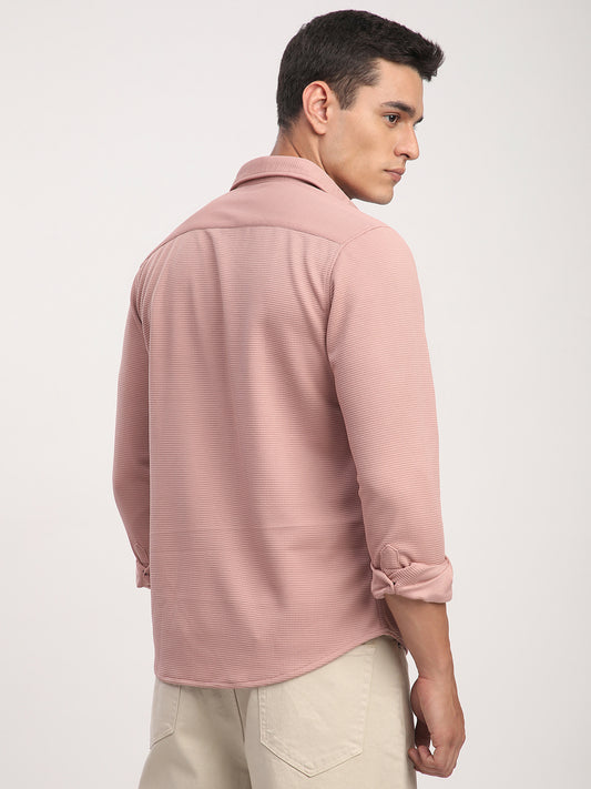 Micro Grid Nude Pink Waffle Shirt