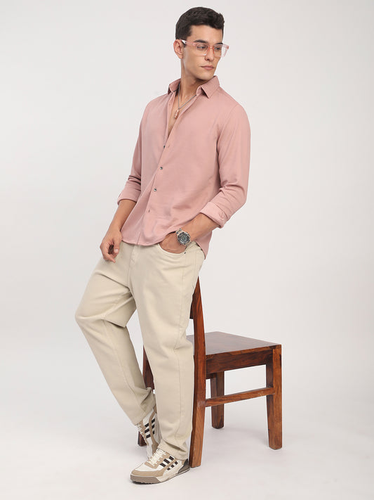 Micro Grid Nude Pink Waffle Shirt