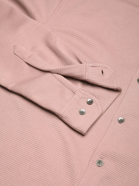 Micro Grid Nude Pink Waffle Shirt