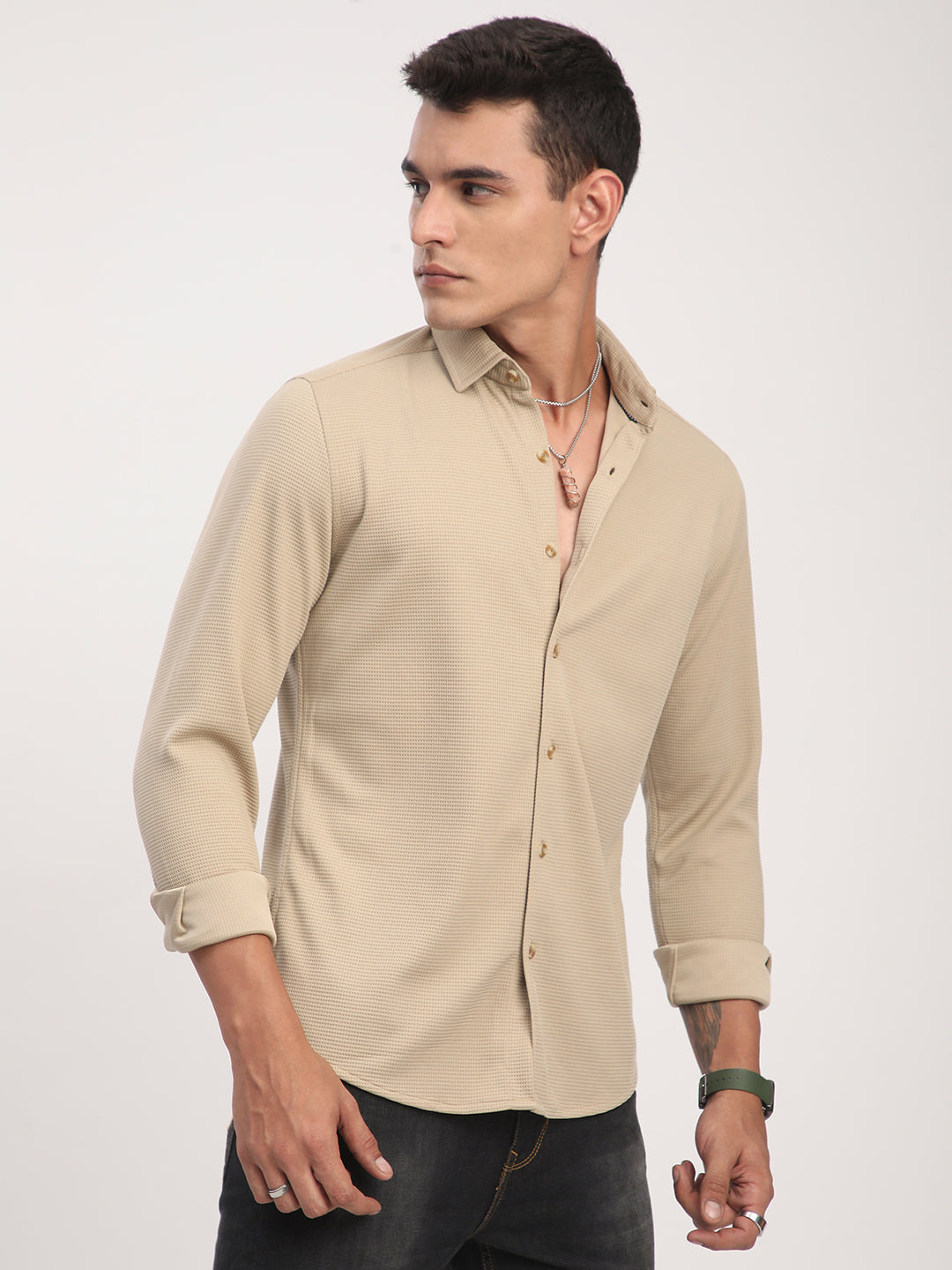 Light French Beige Waffle Shirt